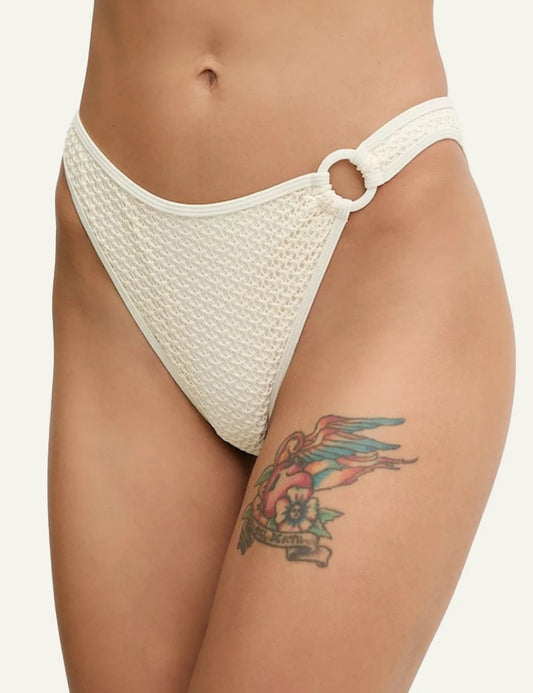 Karl Lagerfeld Brazilian Bikini Bottom Ivory Model Front