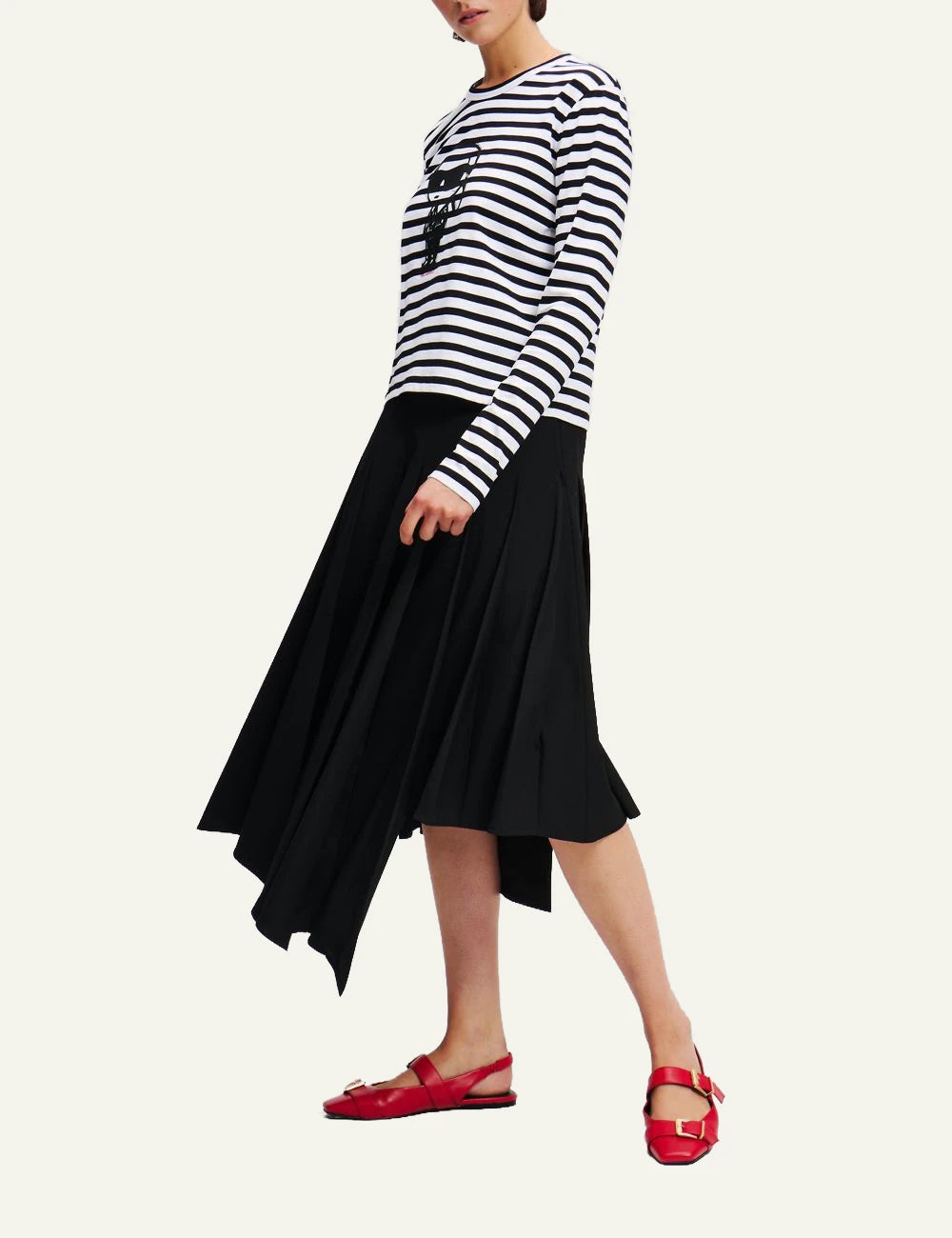 Karl Lagerfeld IKON Blouse striped black white model full body