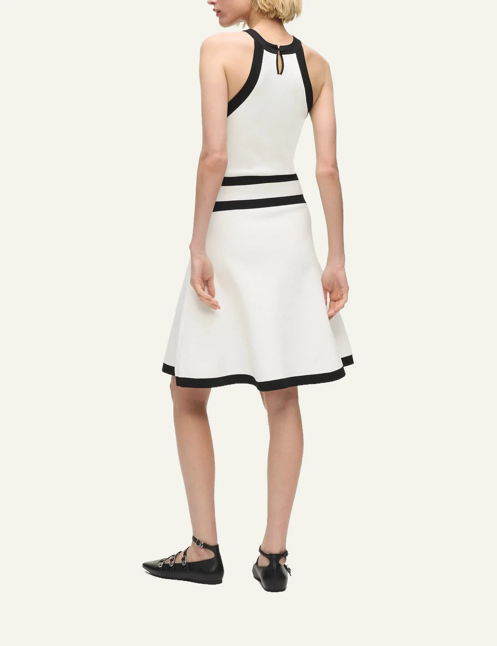 Karl Lagerfeld knit dress white black back view keyhole