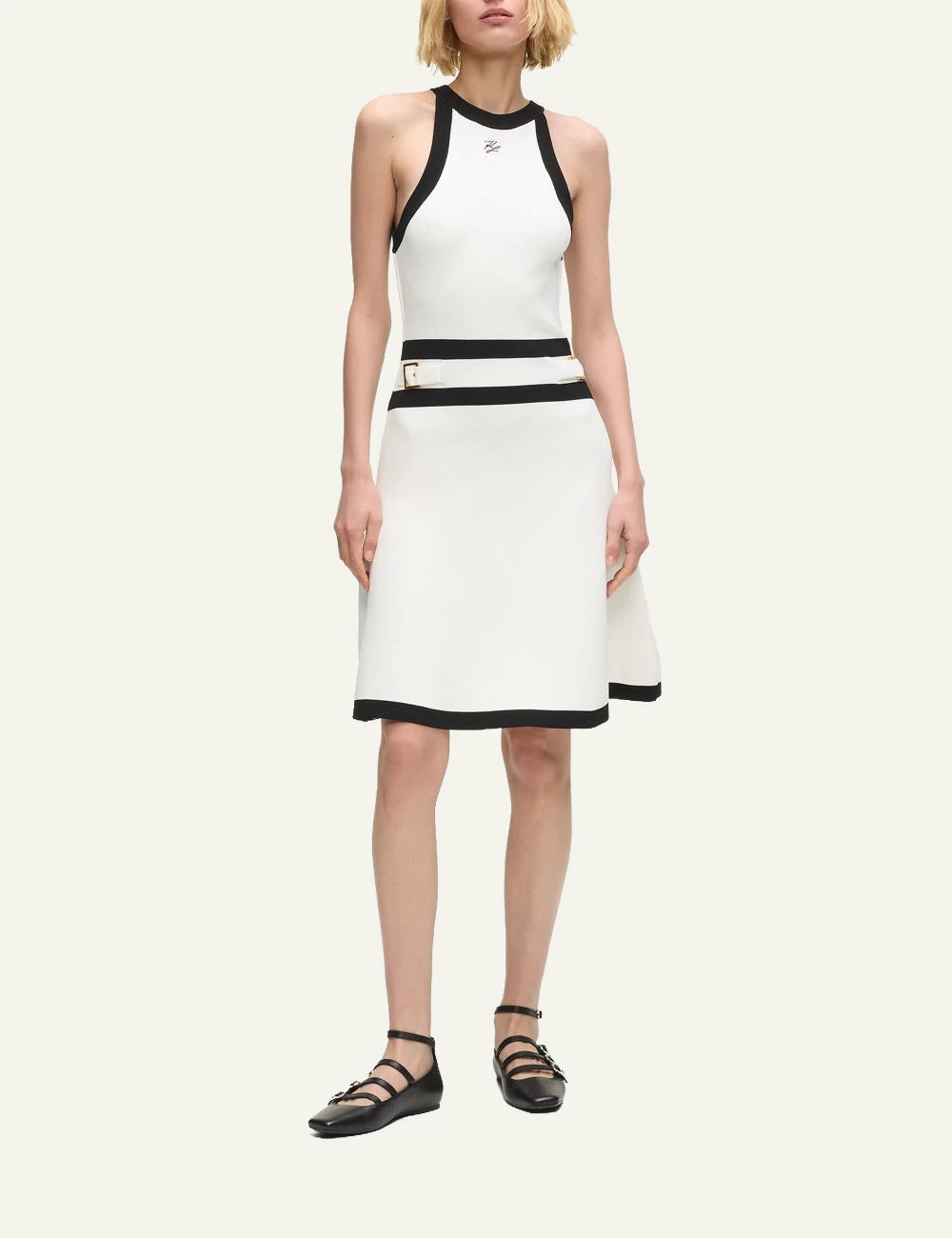 Karl Lagerfeld autograph knit dress white black styled full look