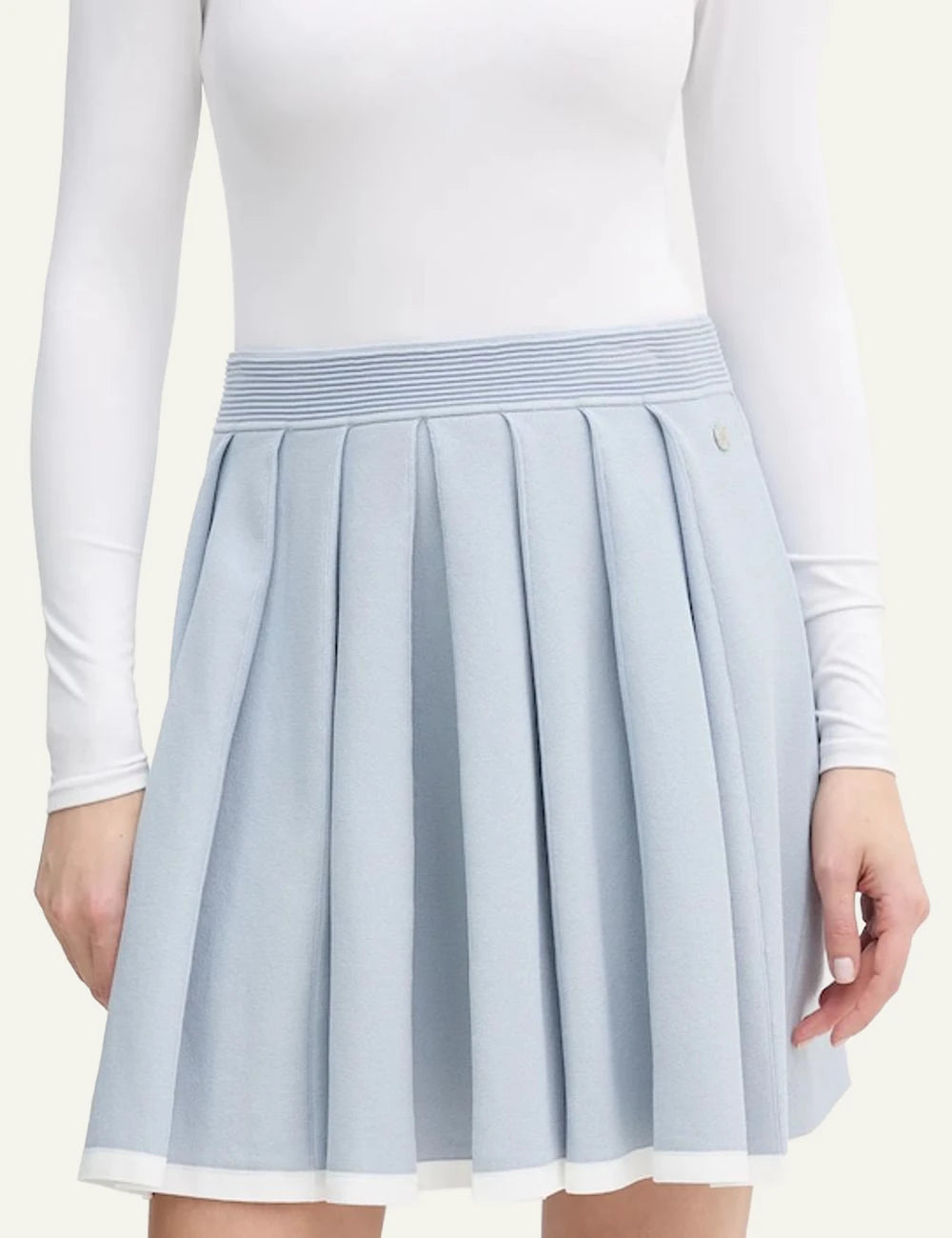 Karl Lagerfeld mini skirt light blue front