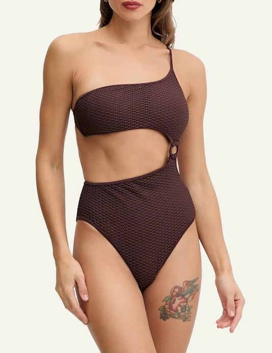 Karl Lagerfeld One Piece Swimsuit Brown Model Front