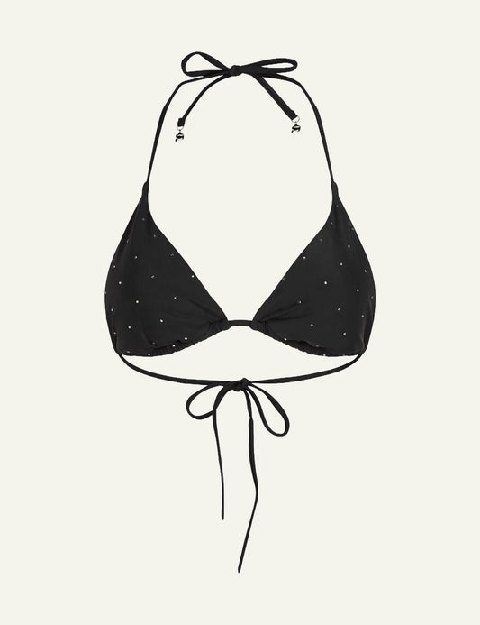 Karl Lagerfeld triangle bikini top black studio Front