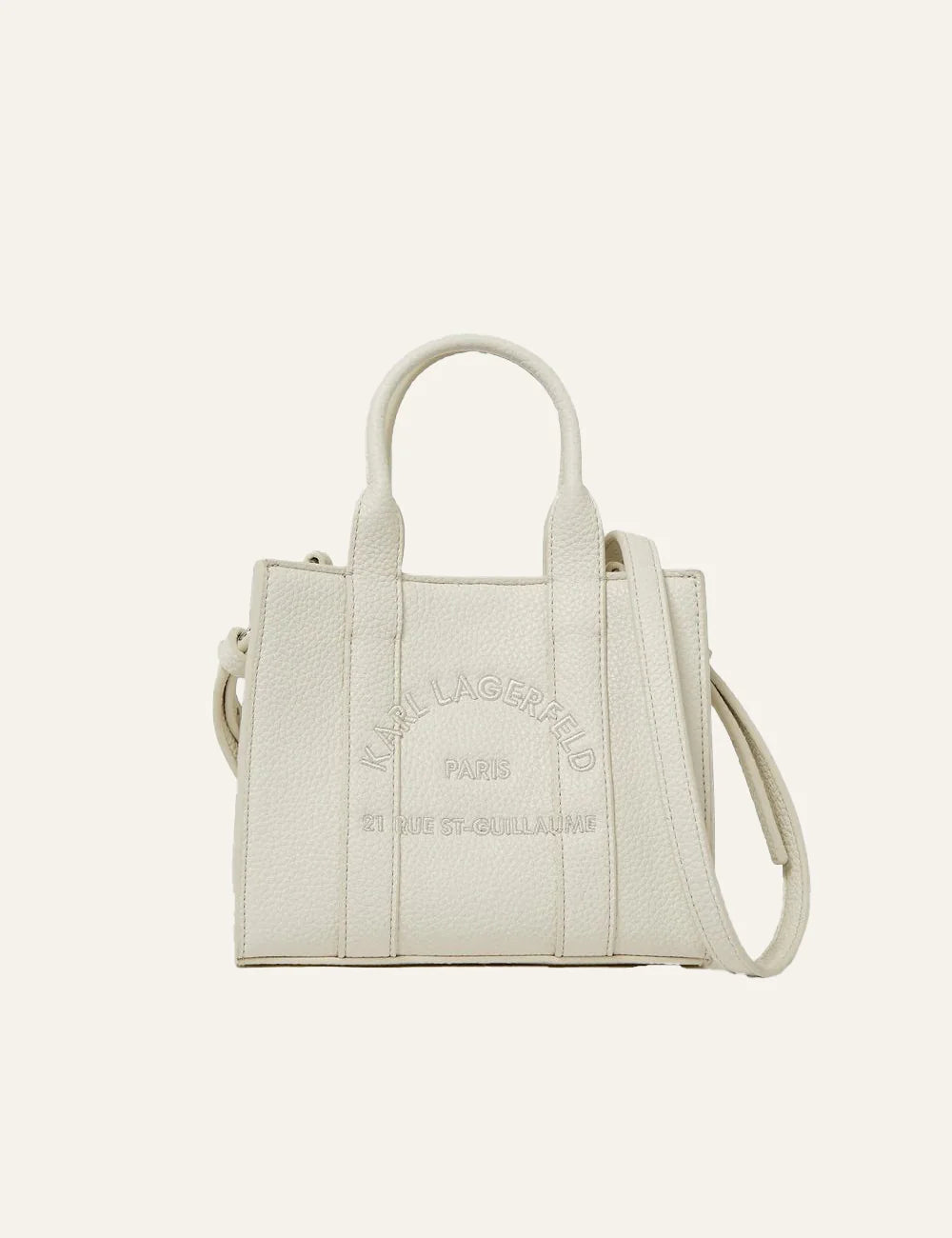 Karl Lagerfeld Rue St Guillaume mini tote off white front view