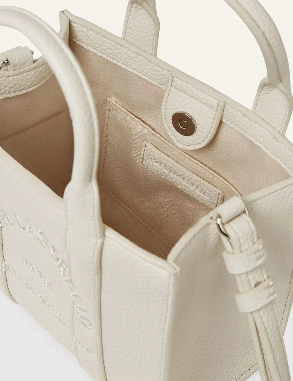 Karl Lagerfeld Rue St Guillaume mini tote off white interior pocket view