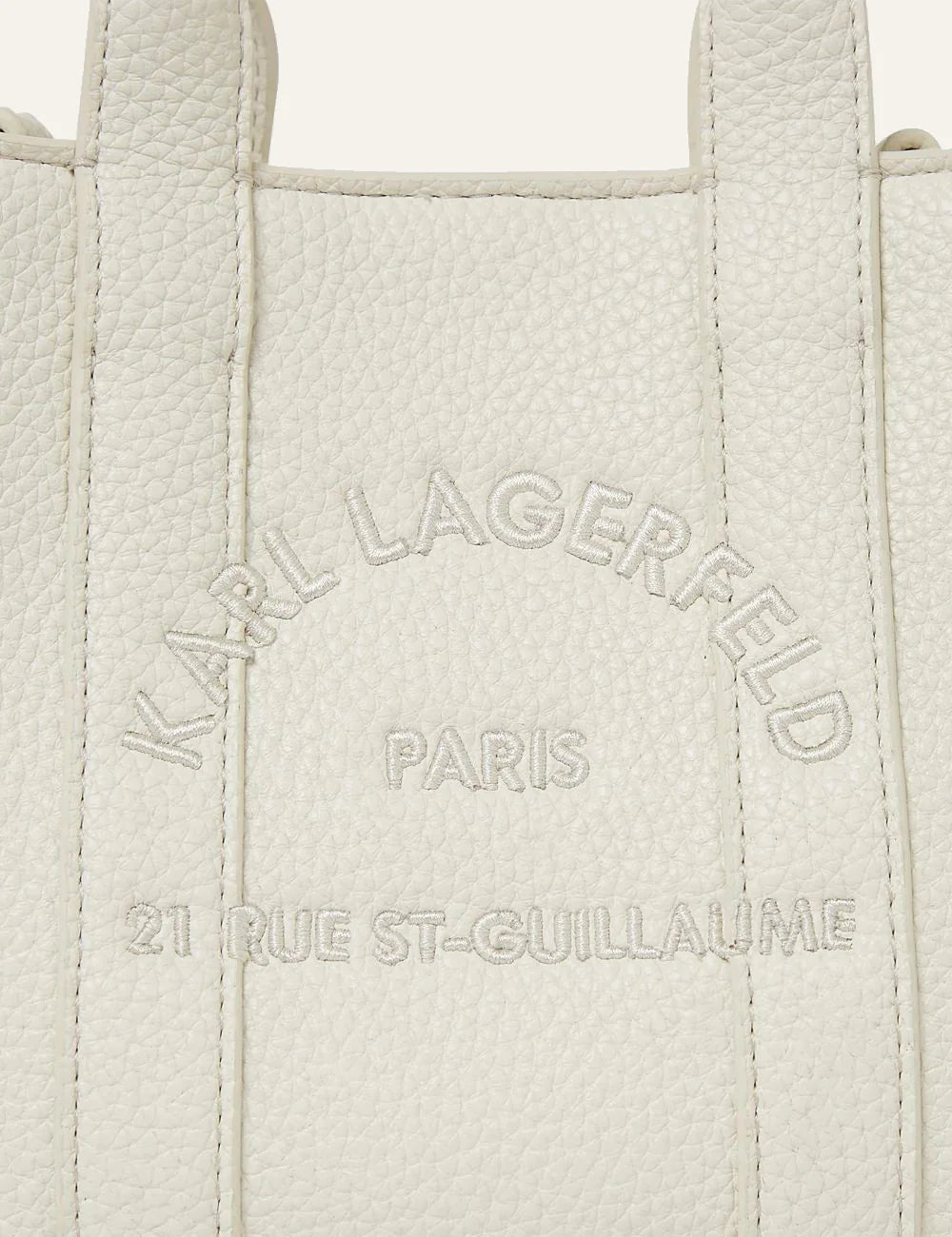 Karl Lagerfeld Rue St Guillaume mini tote off white logo embroidery detail