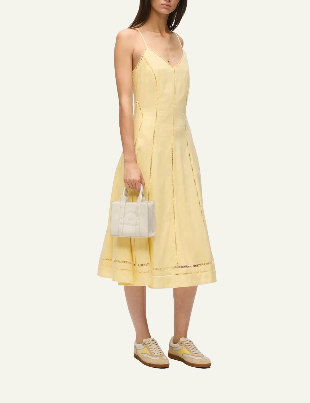 Karl Lagerfeld Rue St Guillaume mini tote off white model look