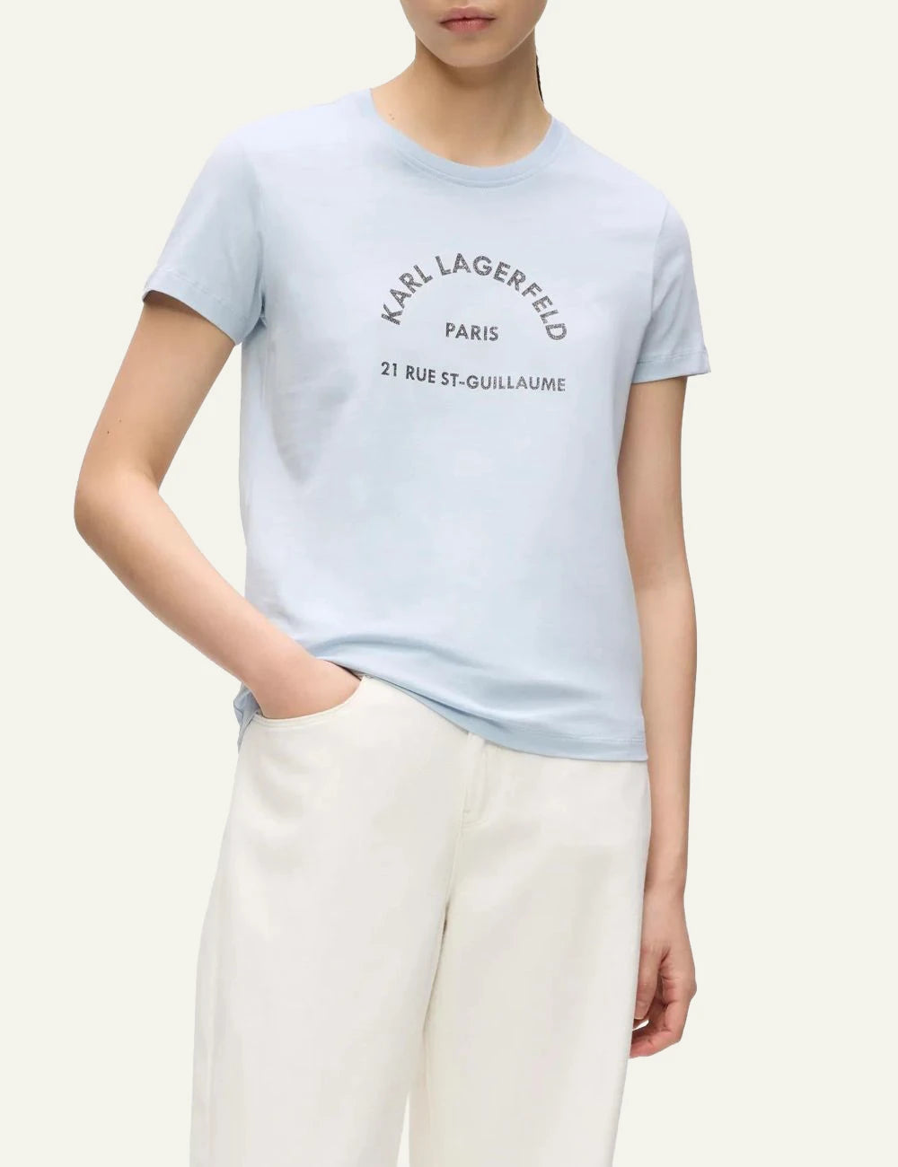 Karl Lagerfeld Rue St Guillaume TShirt Light Blue Detail Logo Model