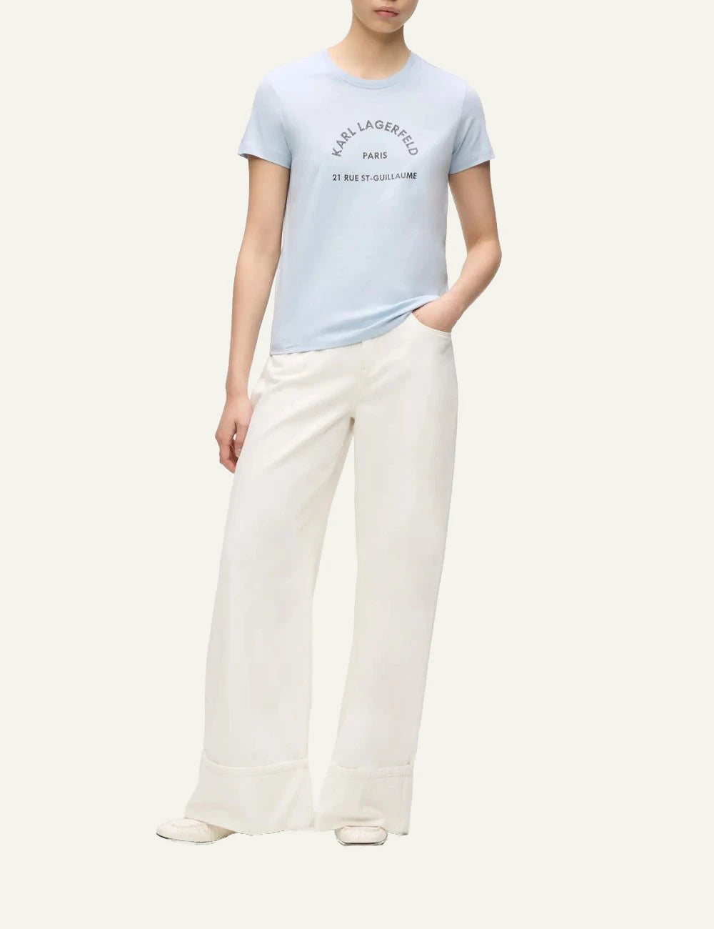 Karl Lagerfeld Rue St Guillaume TShirt Light Blue Model Full Look