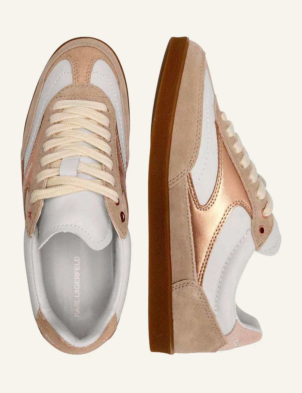 Karl Lagerfeld Sneakers Beige Rose Gold top side detail
