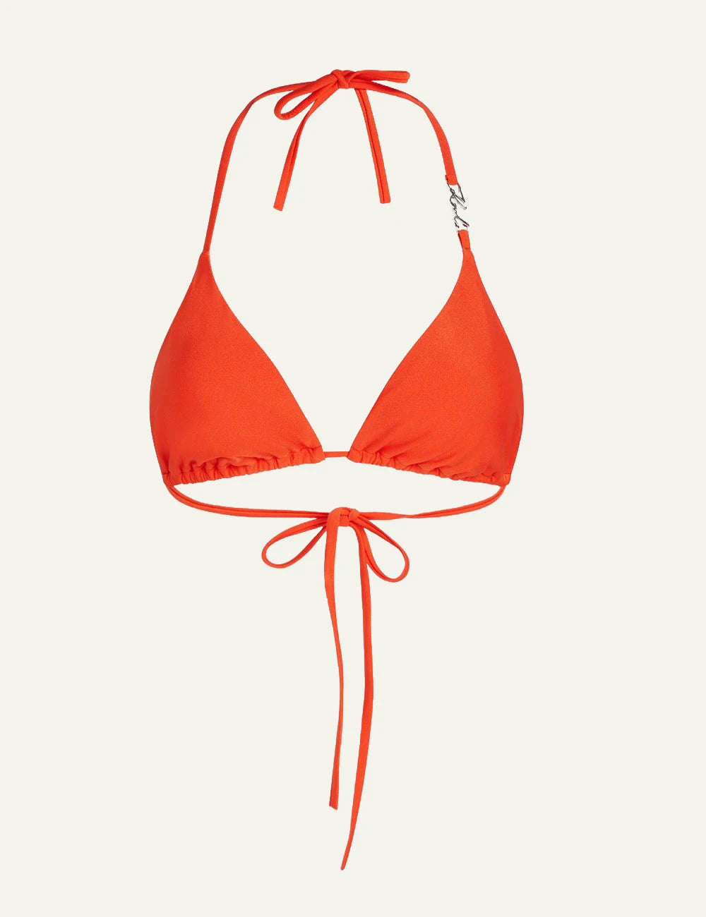 Karl Lagerfeld Triangle Bikini Top Orange Front Flat