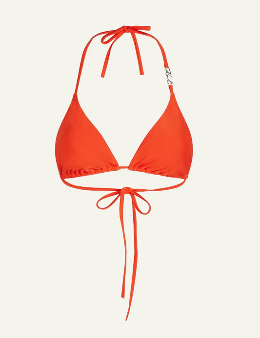 Karl Lagerfeld Triangle Bikini Top Orange Front Flat