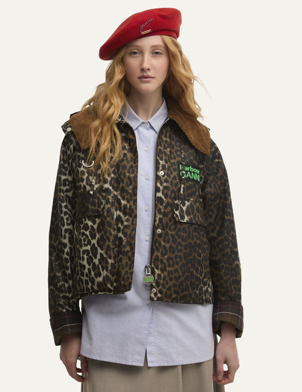 Red beret Barbour GANNI wool premium hat με classic French αισθητική