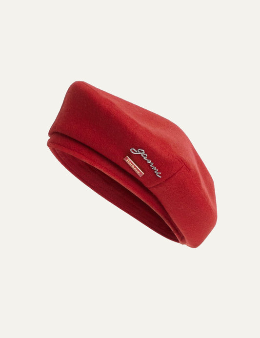 Γυναικείο red beret Barbour x GANNI από wool με signature logo detail
