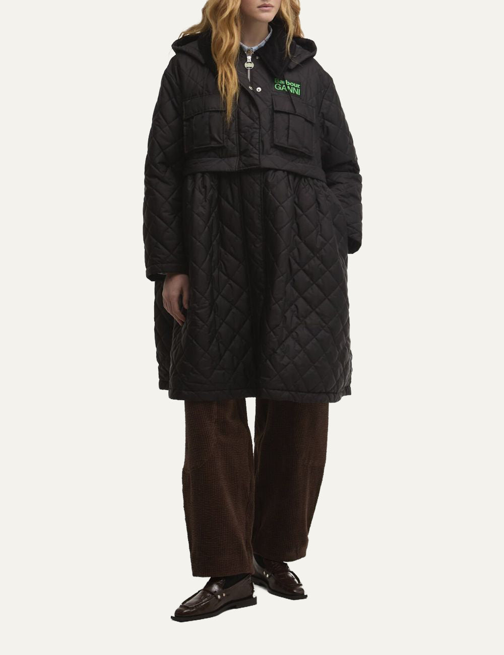 Γυναικείο quilted jacket black Barbour x GANNI full look