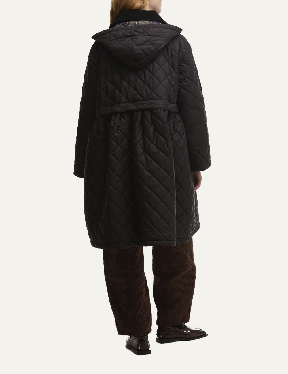 Barbour x GANNI longline quilted jacket back view