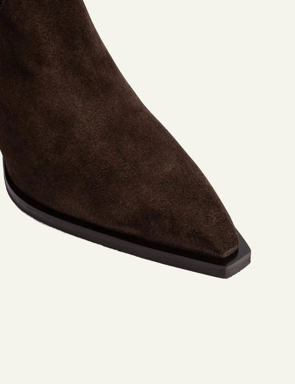  POEVE women’s dark brown calf suede western knee-high boots angled