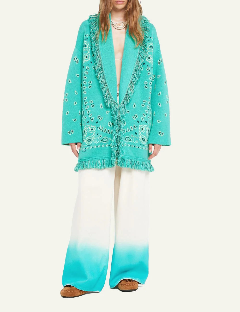 Γυναικεία Alanui bandana cardigan worn look με wide leg pants