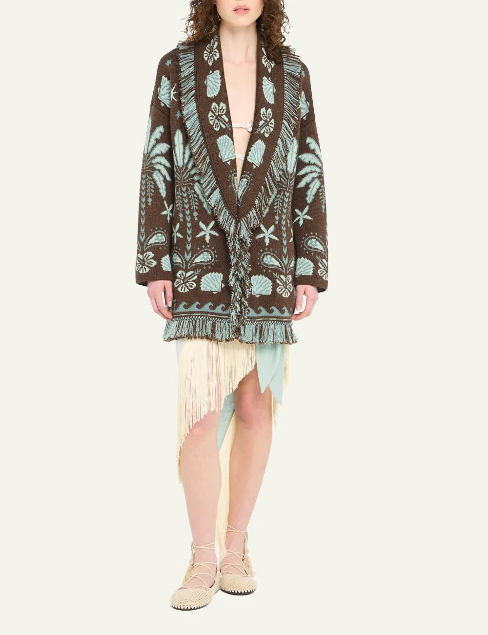 Γυναικεία Alanui cardigan worn look με mini skirt