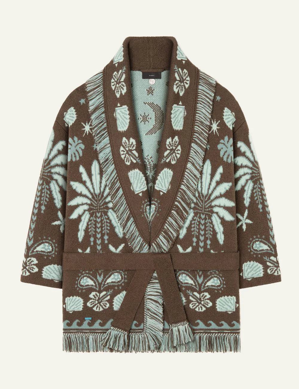 Γυναικεία Alanui cardigan island pattern μπροστινή όψη with belt