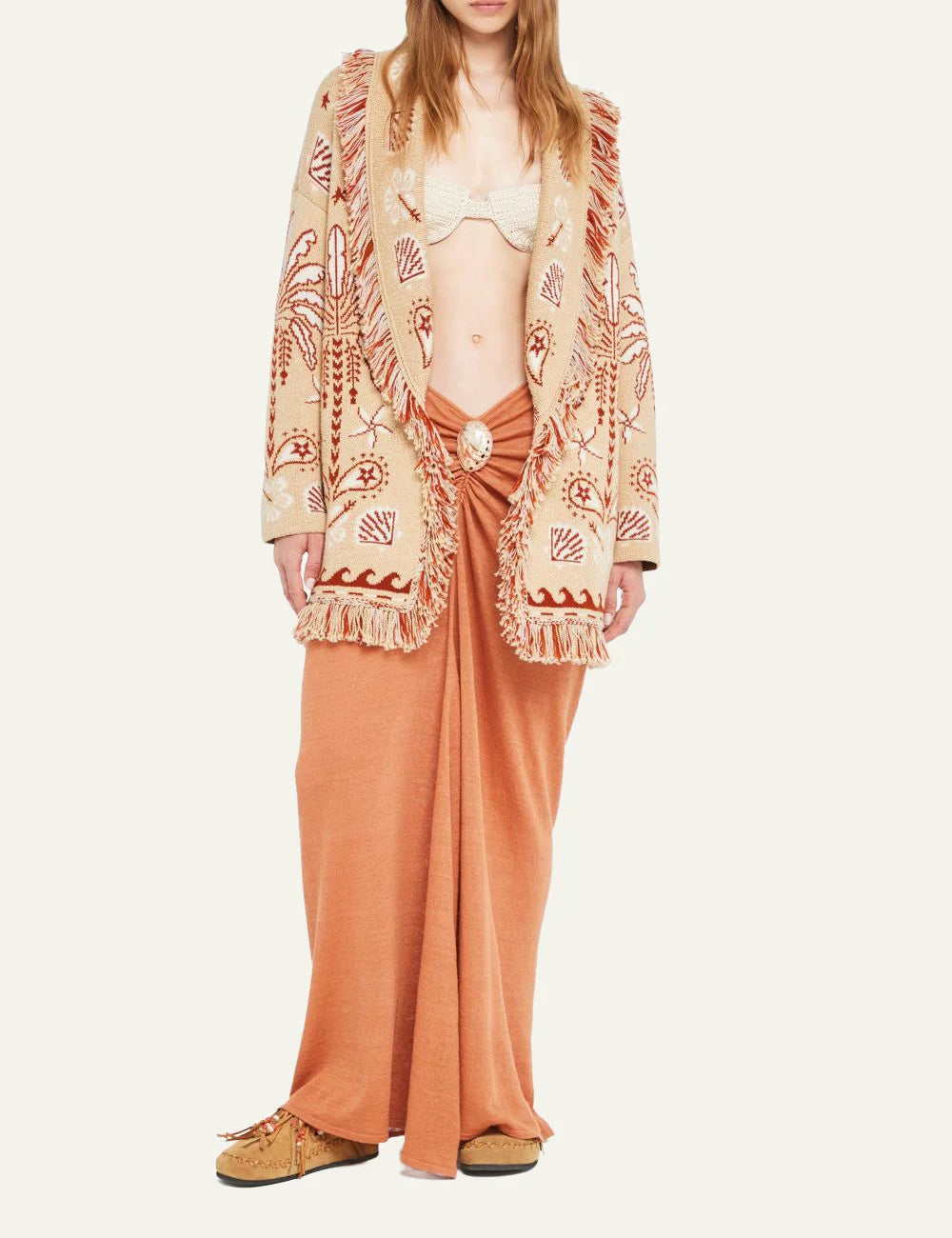 Γυναικεία Alanui cardigan worn look με maxi skirt