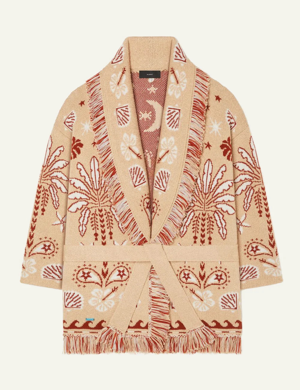 Γυναικεία Alanui cardigan island pattern μπροστινή όψη with belt