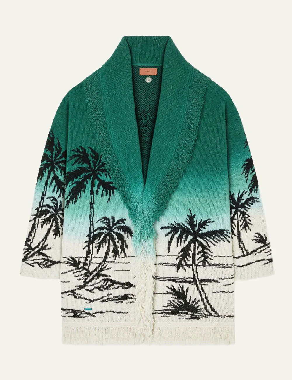 Γυναικεία Alanui Wave Bloom Cardigan μπροστινή όψη double jacquard knit με palm tree μοτίβο