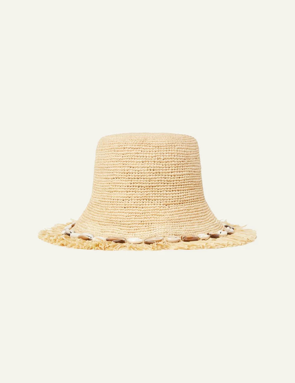 Alanui raffia hat πλαϊνή όψη με frayed brim και διακοσμητικά κοχύλια