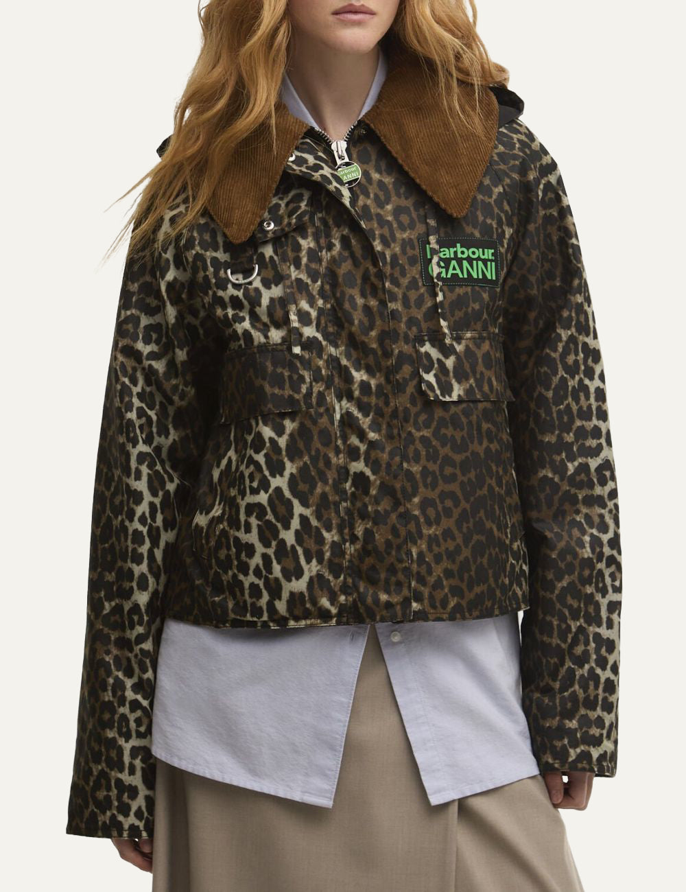 Γυναικείο Barbour x GANNI waxed anorak leopard print front view