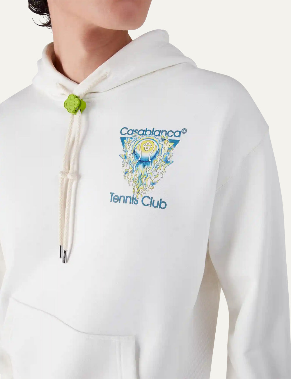 Casablanca Tennis Club hoodie detail chest logo embroidery