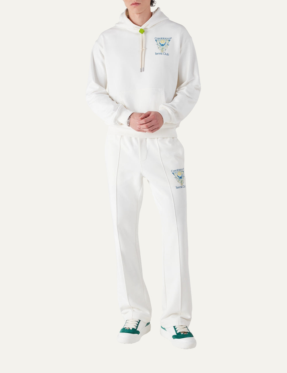 Casablanca Tennis Club hoodie full body outfit white
