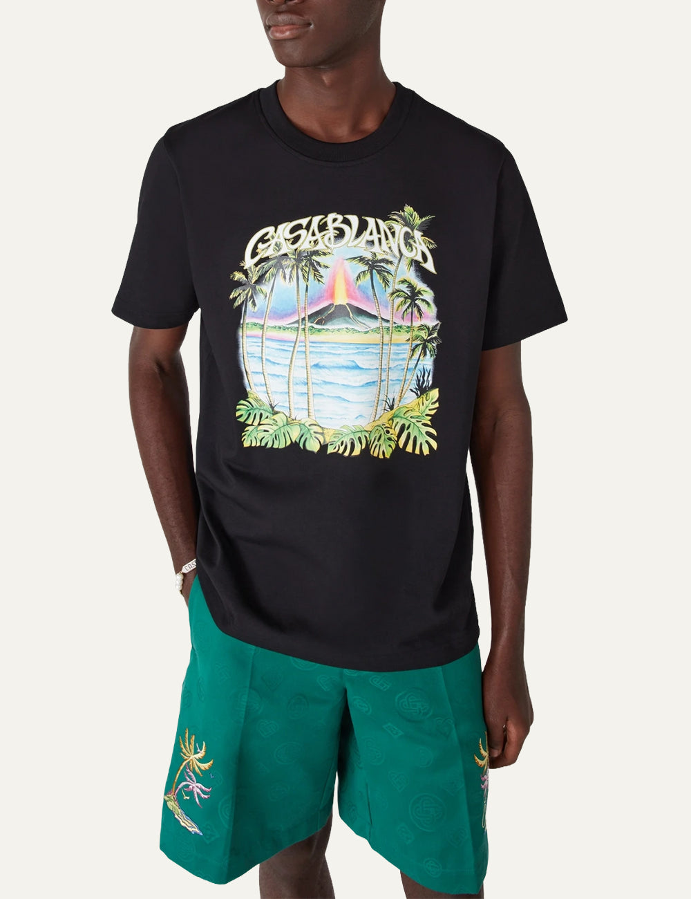 Casablanca logo volcano artwork organic cotton T-shirt detail