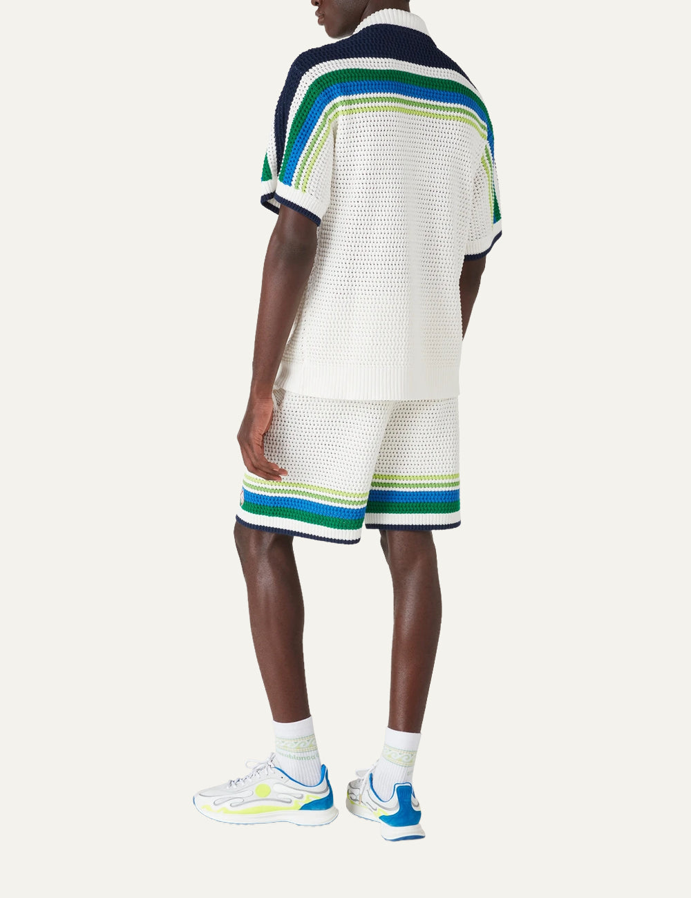 Casablanca knit shorts men white crochet back view relaxed fit