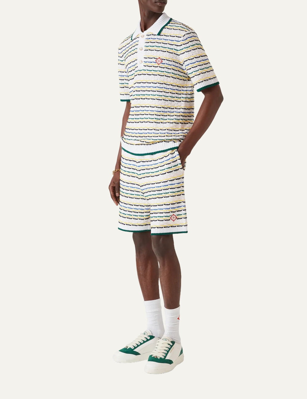 Ανδρικό knit σορτς Casablanca worn look με matching polo shirt