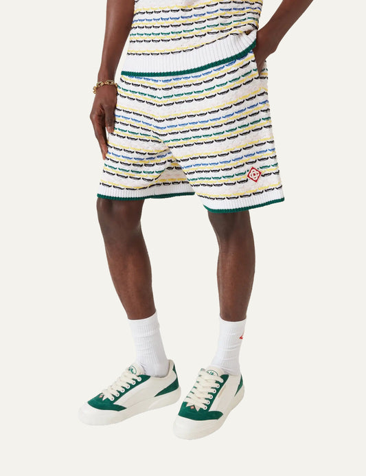 Ανδρικό Casablanca knit shorts striped multicolour tuck stitch cotton relaxed fit