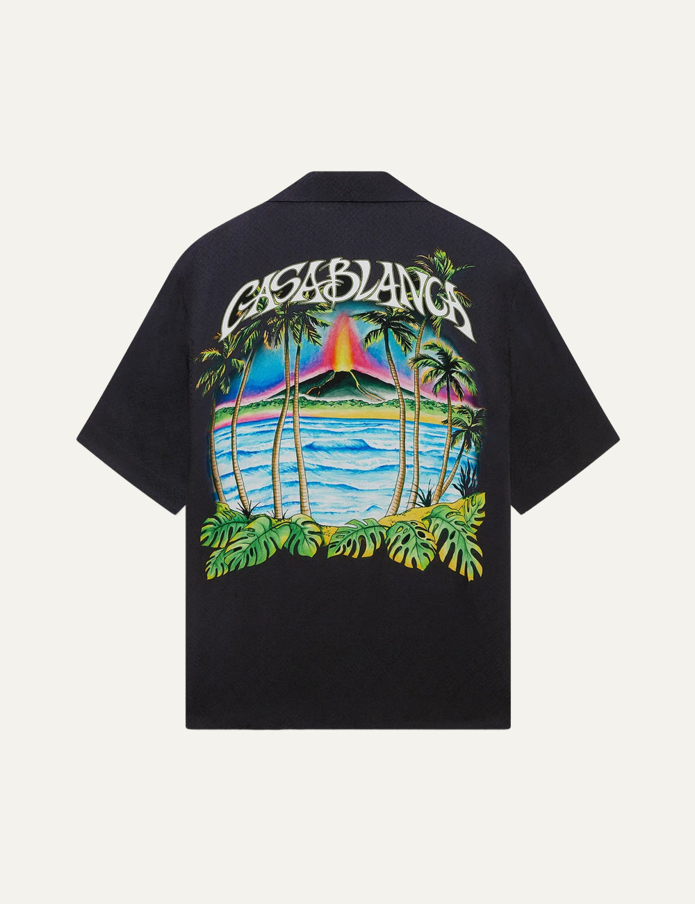 Casablanca ανδρικό μεταξωτό πουκάμισο μαύρο Volcano print silk shirt back view