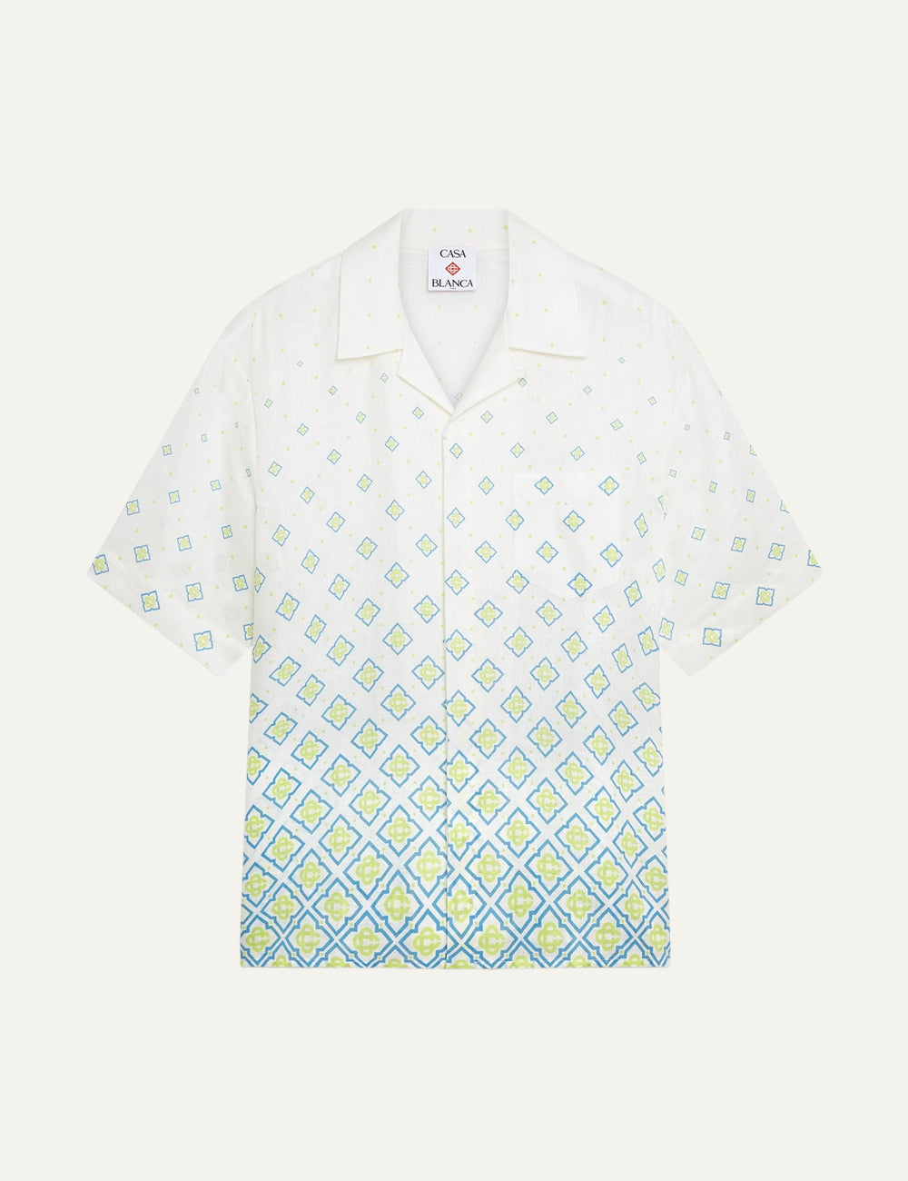 CASABLANCA Degrade Monogram Short Sleeve Linen Shirt
