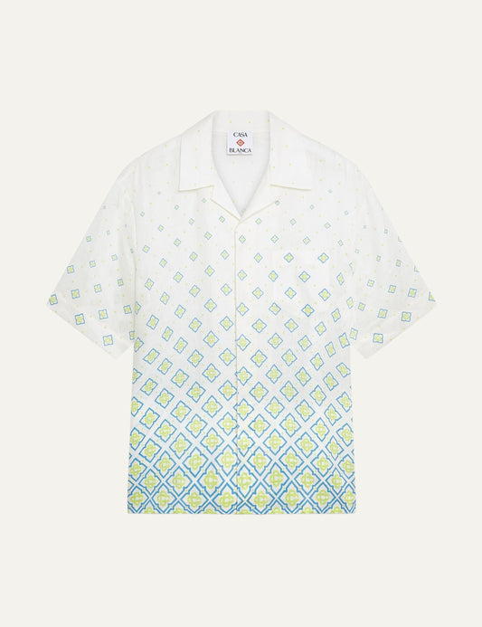 CASABLANCA Degrade Monogram Short Sleeve Linen Shirt