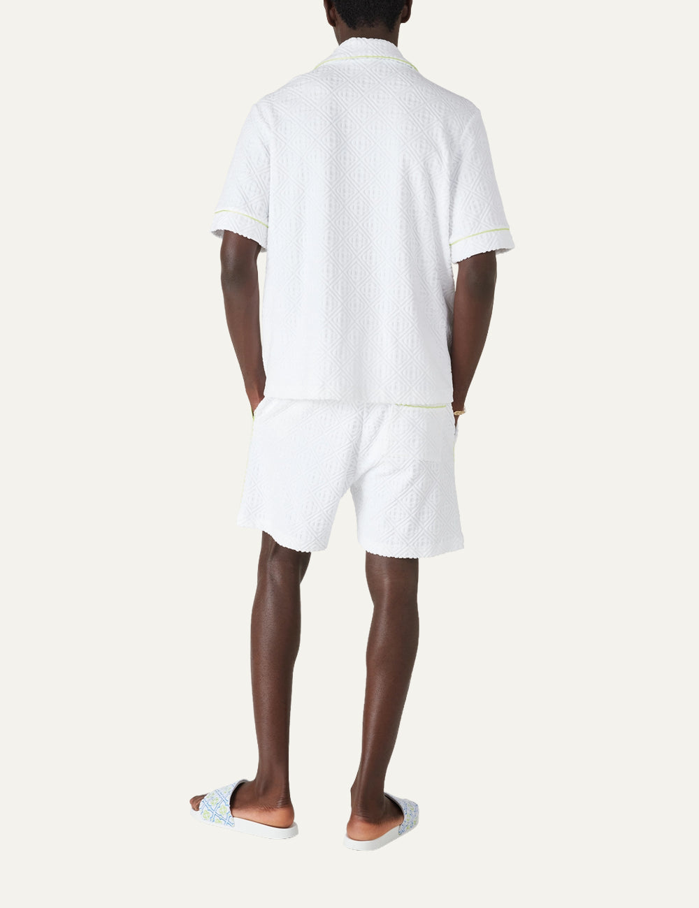 Casablanca luxury shirt back view white towelling monogram texture