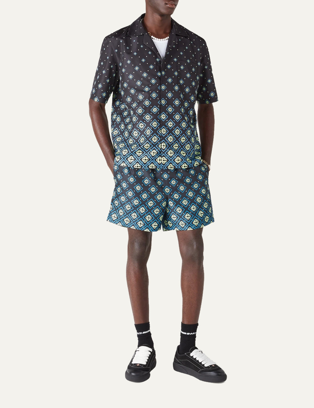 Ανδρικό Casablanca swim shirt relaxed fit worn look μαύρο