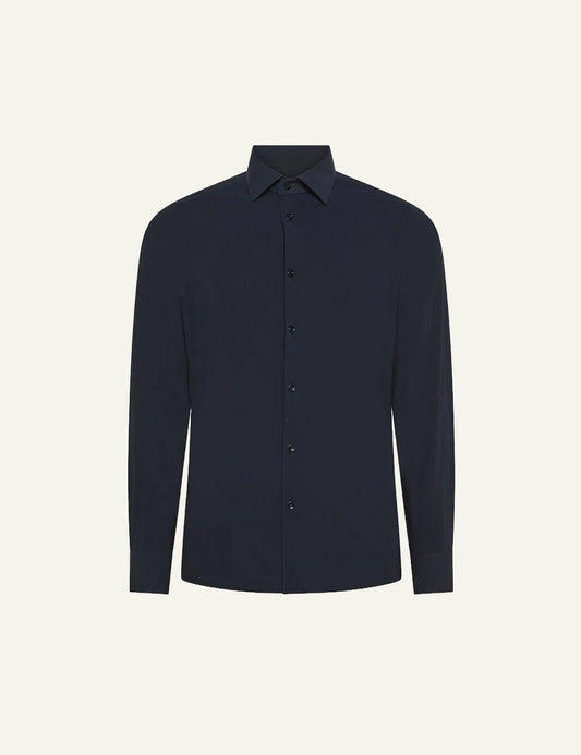 Cruna Manhattan navy technical shirt front view