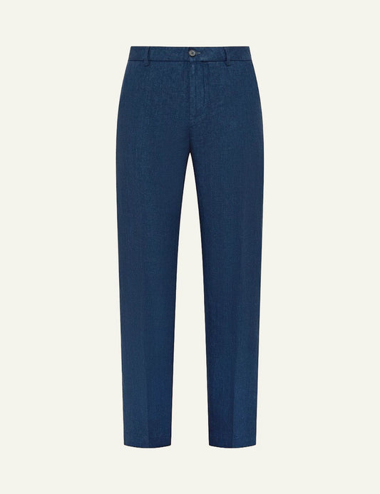 Cruna Midtown blue linen pants front view