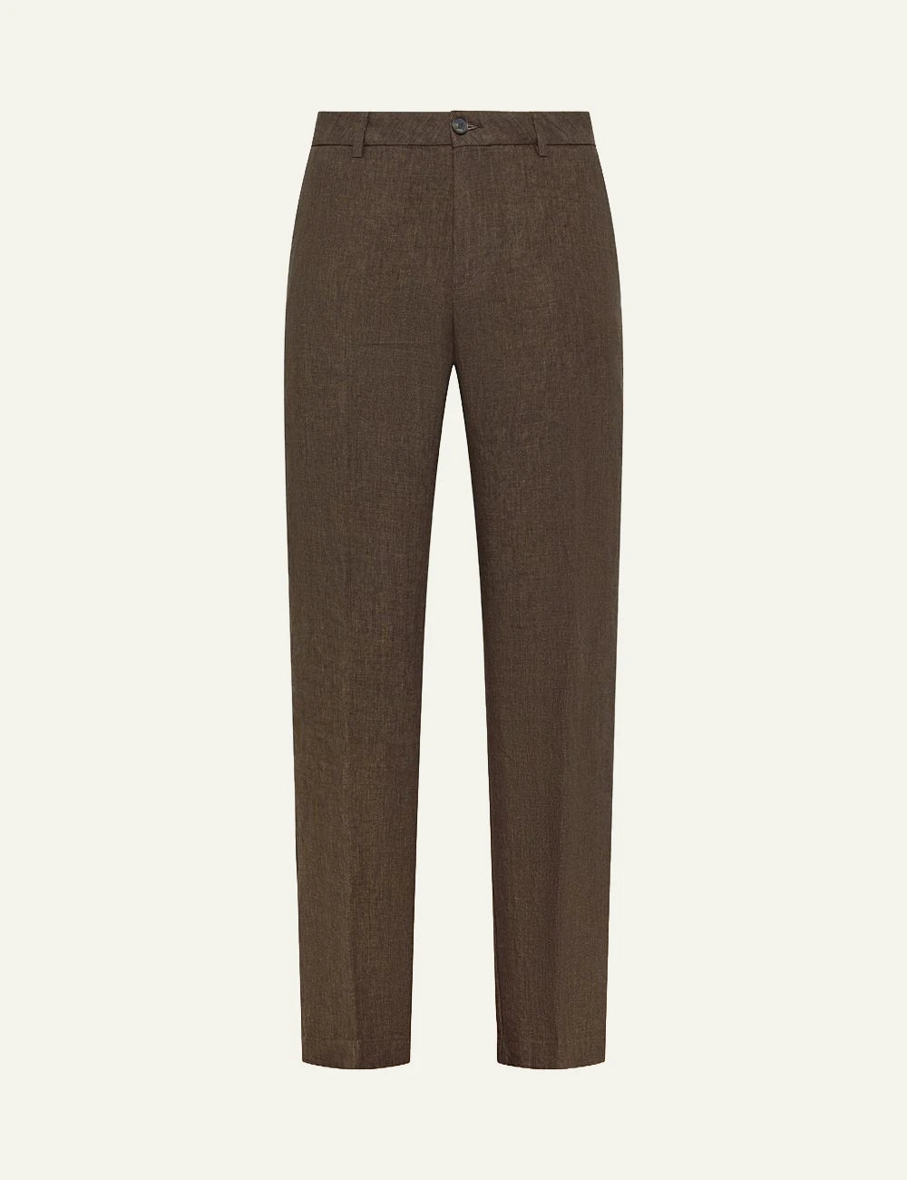 Cruna Midtown brown linen pants front view