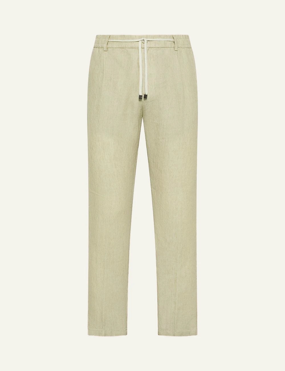 Cruna Mitte ecru linen tapered pants front view