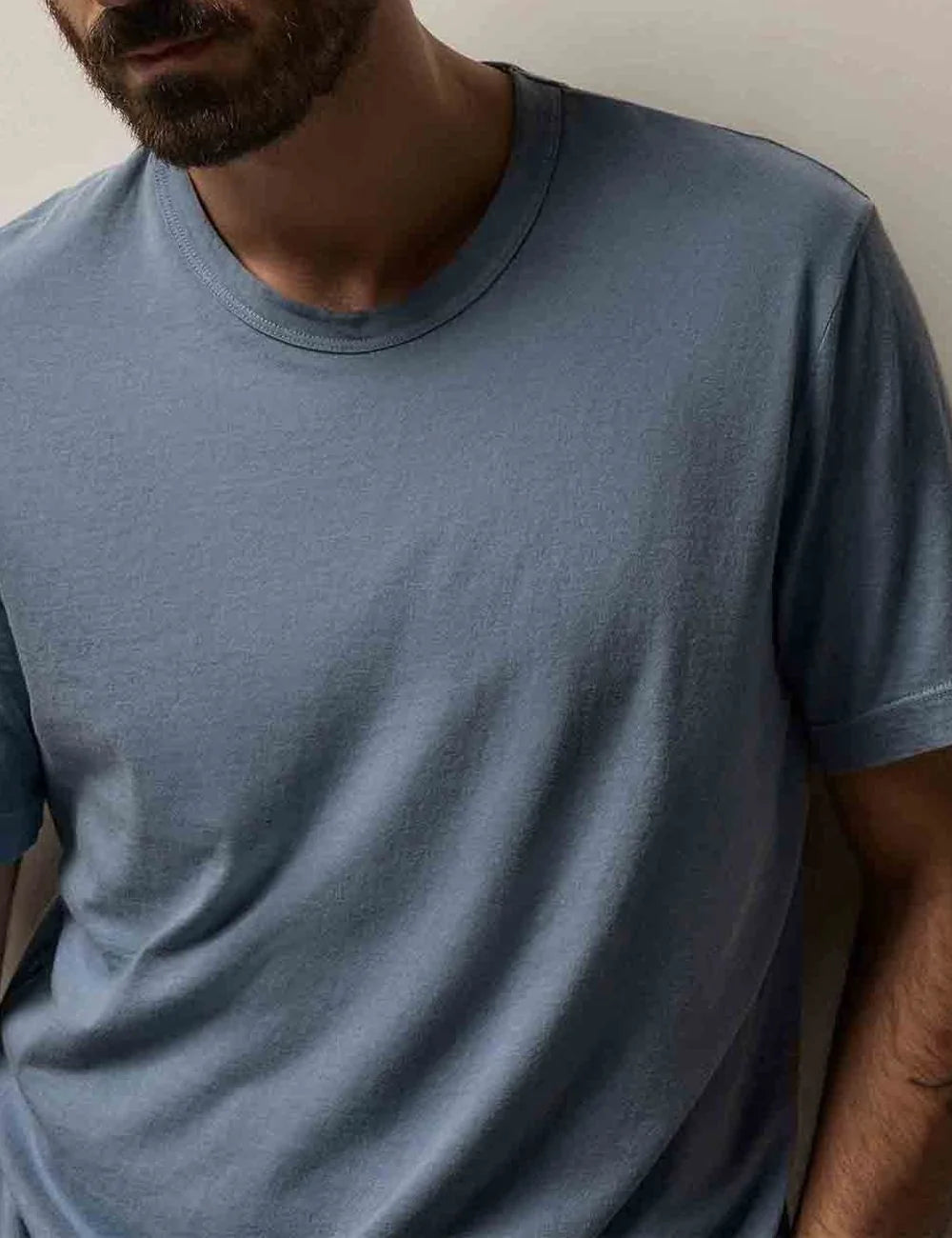 James Perse ανδρικό γαλάζιο t-shirt cotton jersey close up detail