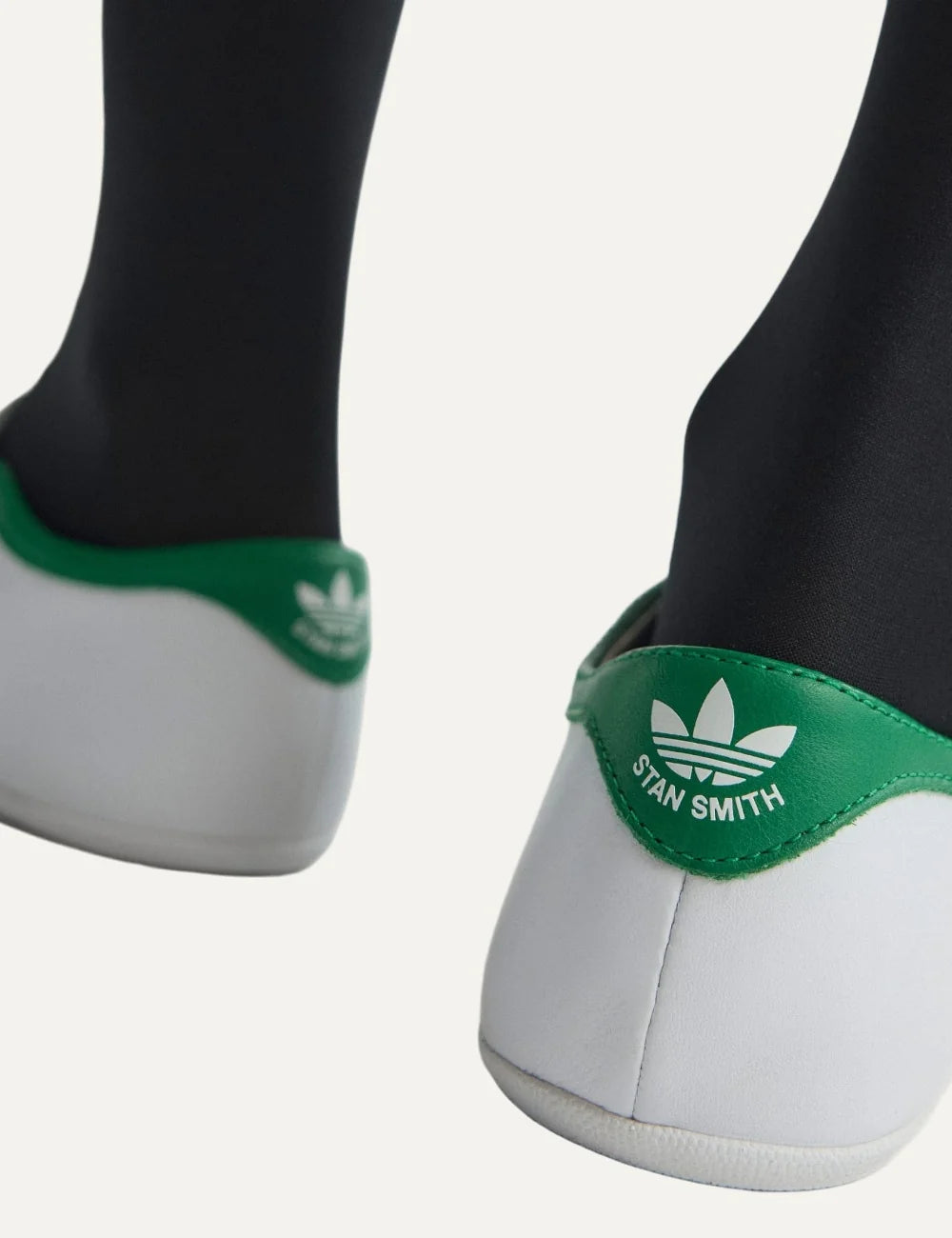 adidas Originals women Stan Smith Lo white leather ballet flats with green details back
