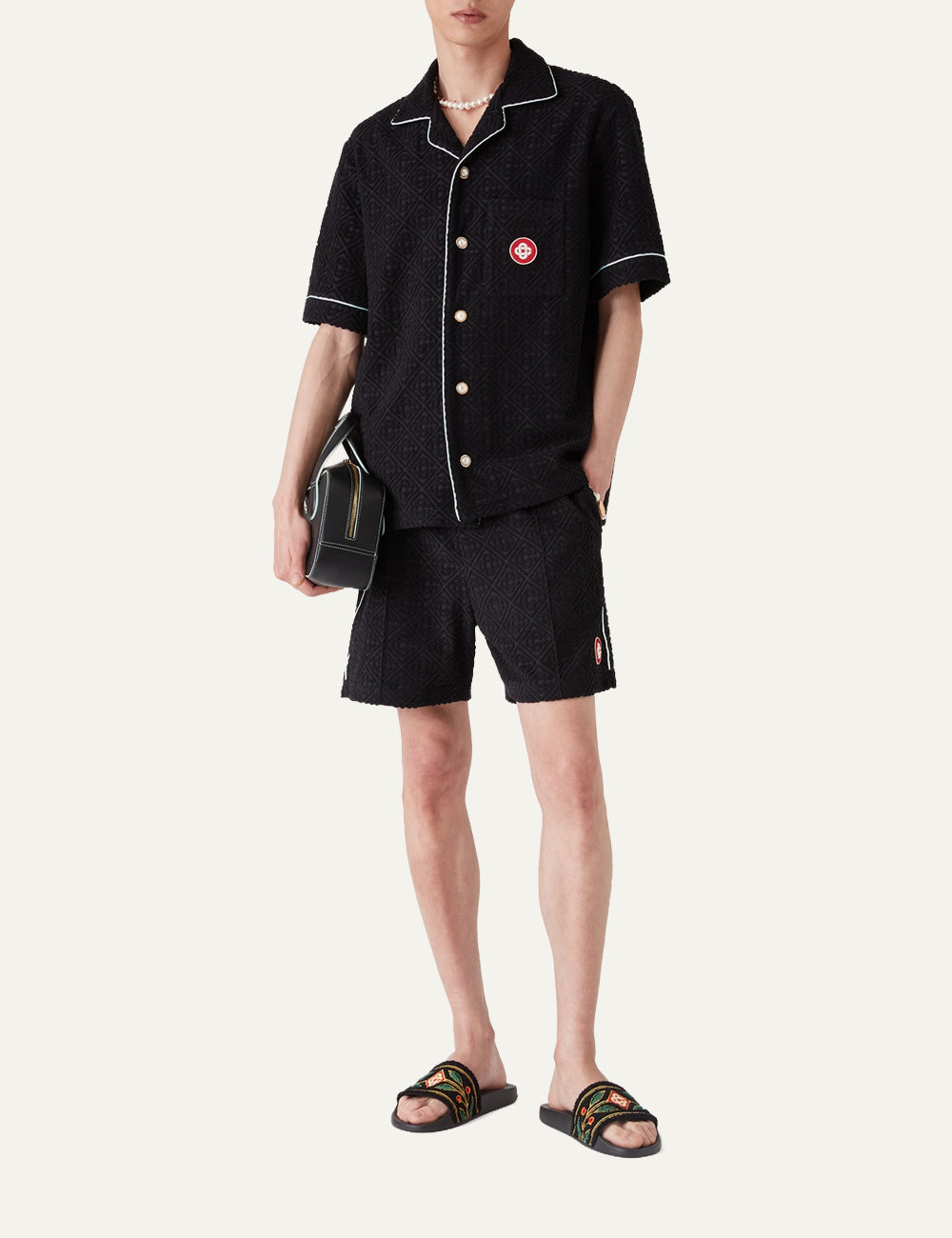 Casablanca ανδρικό μεταξωτό πουκάμισο luxury silk shirt front look