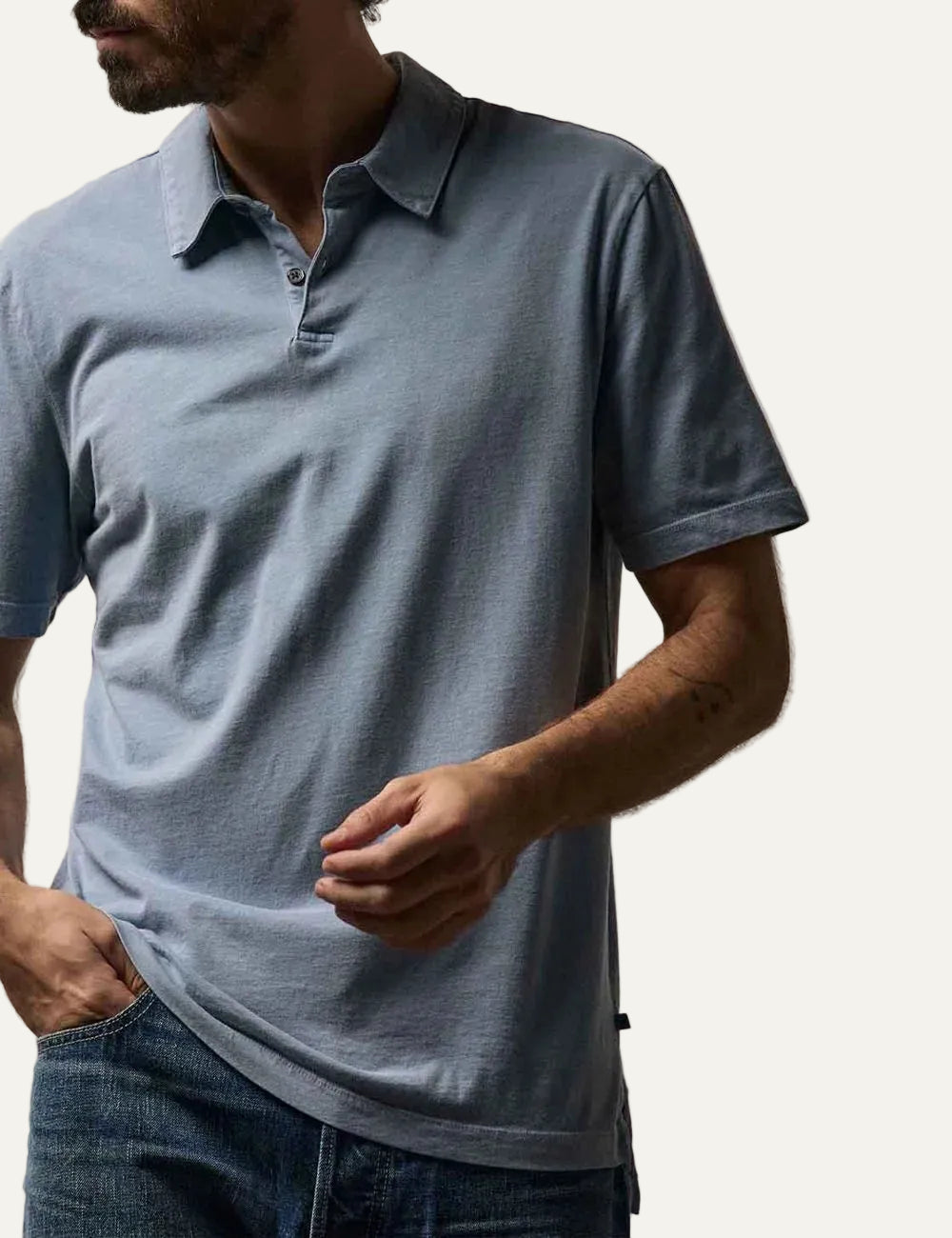 James Perse ανδρικό polo ocean garment dyed lifestyle look