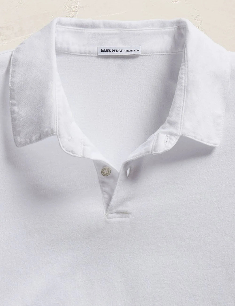 James Perse men’s White polo self collar single button detail