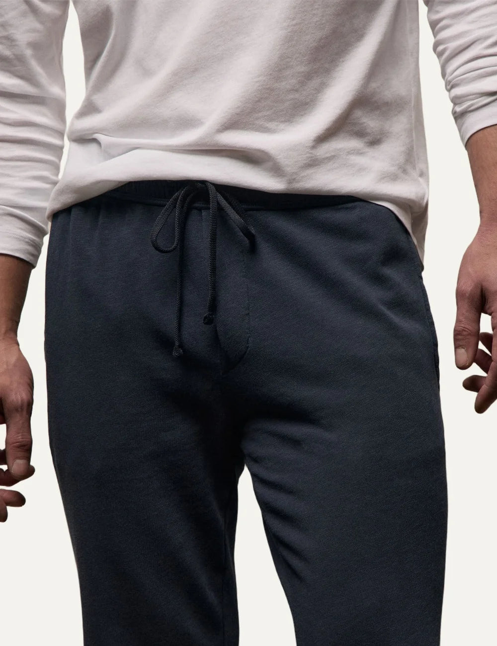James Perse men's dark blue cotton relaxed fit sweatpants detail